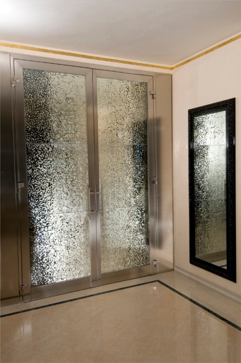 GIRELLI porte VETRATE vetrofusione FOGLIA ARGENTO